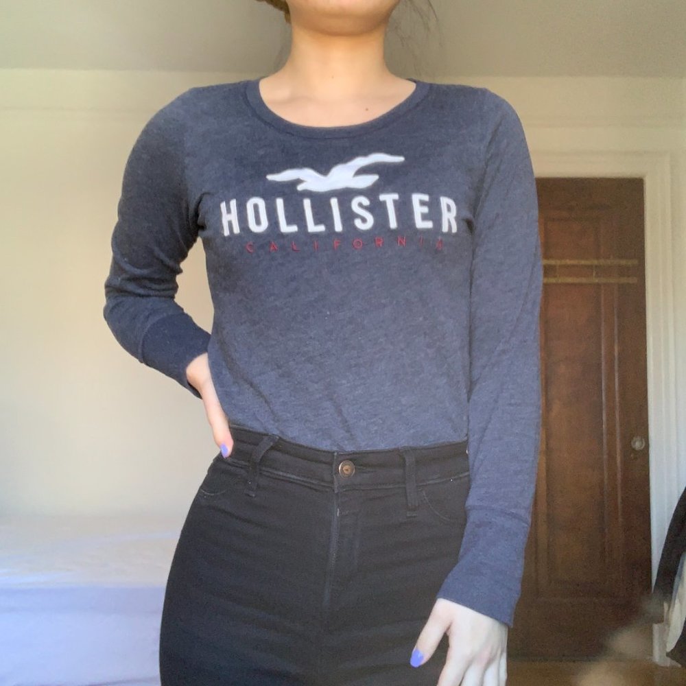 Hollister Navy Blue Long Sleeve Top